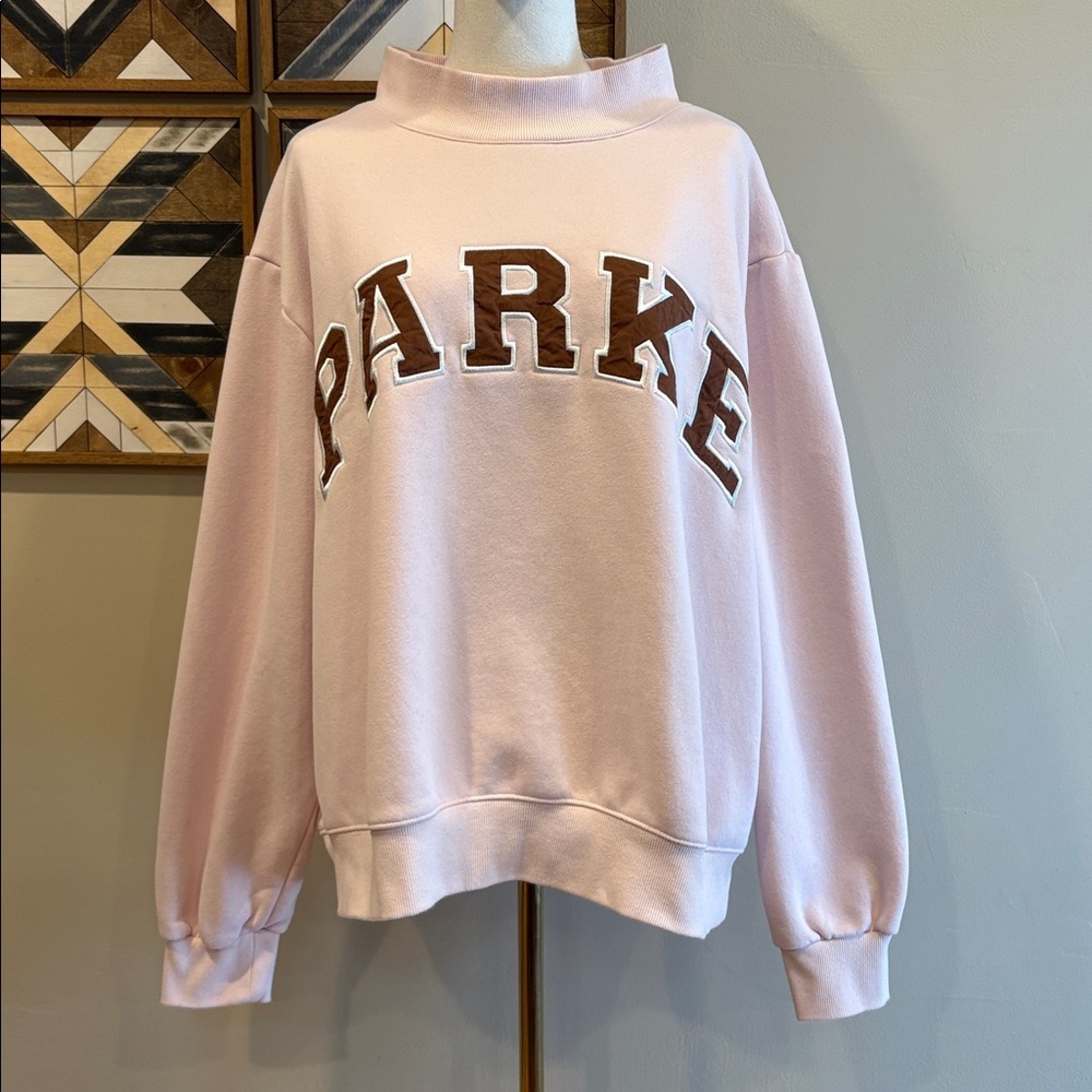 PARKE Rose + Mocha Fleece Hometown Varsity Mockneck size L/XL